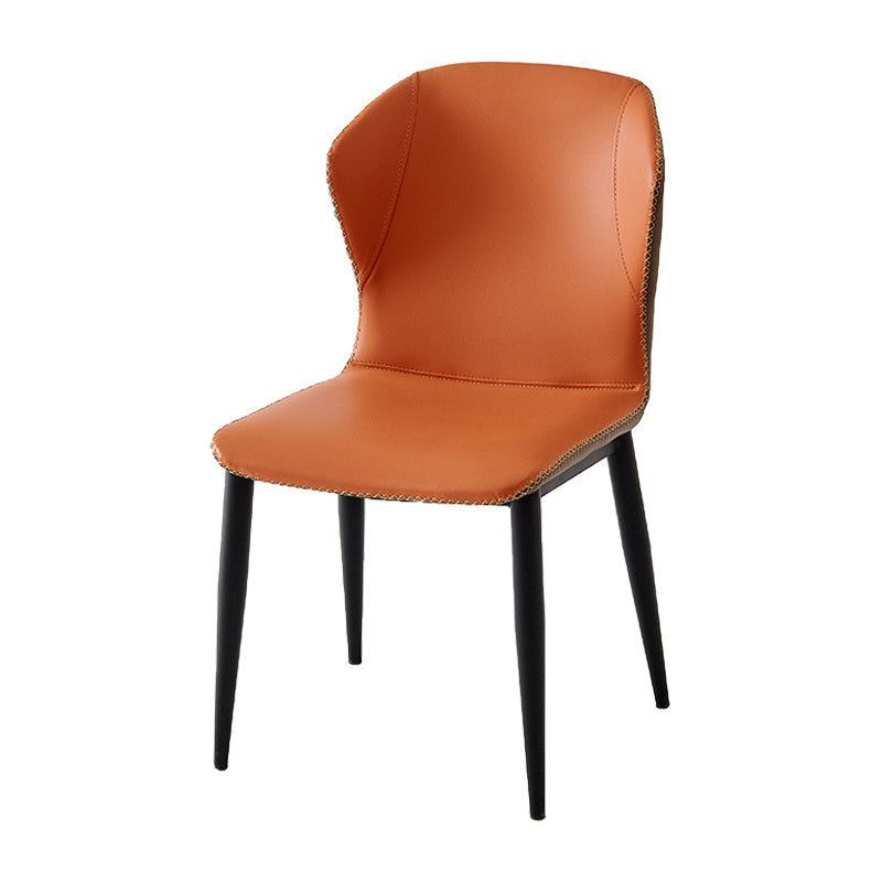 Industrial Home Side Chair Wingback Metal Upholstered Dining Room Chair Orange Yellow 1 Piece Clearhalo ' kitchen&dining_furn' 'Dining Chairs' 'Dining Tables & Seating' 'dining_chair' 'furn' 'furn_dining_chair' 'Furniture' 'furniture_dining_chair' 'Kitchen & Dining Furniture' 'kitchen' 4207270