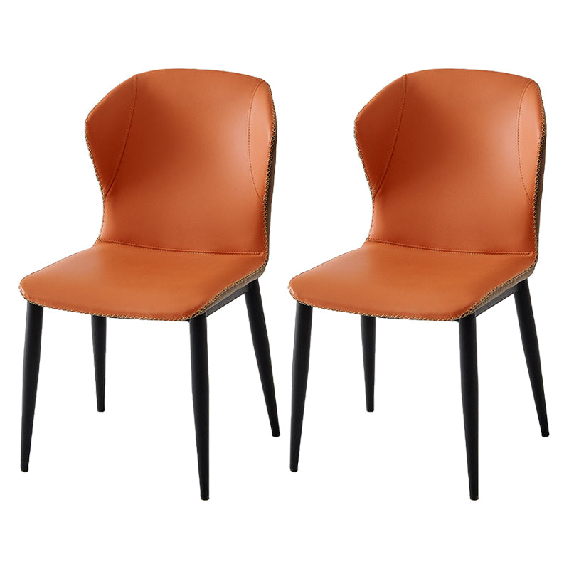 Industrial Home Side Chair Wingback Metal Upholstered Dining Room Chair Orange Yellow 2 Piece Set Clearhalo ' kitchen&dining_furn' 'Dining Chairs' 'Dining Tables & Seating' 'dining_chair' 'furn' 'furn_dining_chair' 'Furniture' 'furniture_dining_chair' 'Kitchen & Dining Furniture' 'kitchen' 4207271