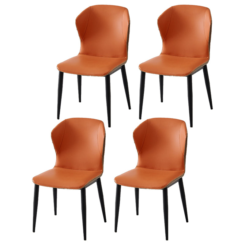 Industrial Home Side Chair Wingback Metal Upholstered Dining Room Chair Orange Yellow 4 Piece Set Clearhalo ' kitchen&dining_furn' 'Dining Chairs' 'Dining Tables & Seating' 'dining_chair' 'furn' 'furn_dining_chair' 'Furniture' 'furniture_dining_chair' 'Kitchen & Dining Furniture' 'kitchen' 4207272