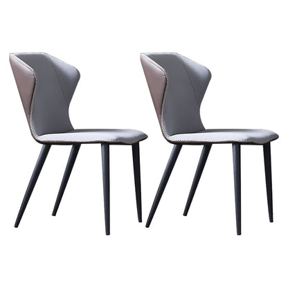 Industrial Indoor Side Chair Wingback Metal Upholstered Dining Room Chair Grey 2 Piece Set Clearhalo ' kitchen&dining_furn' 'Dining Chairs' 'Dining Tables & Seating' 'dining_chair' 'furn' 'furn_dining_chair' 'Furniture' 'furniture_dining_chair' 'Kitchen & Dining Furniture' 'kitchen' 4207275