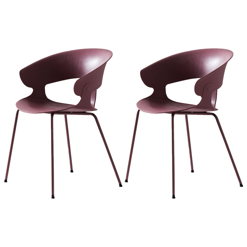 Industrial Metal Dining Room Armchair Plastic Dining Room Chairs for Restaurant Use Purple 2 Piece Set Clearhalo ' kitchen&dining_furn' 'Dining Chairs' 'Dining Tables & Seating' 'dining_chair' 'furn' 'furn_dining_chair' 'Furniture' 'furniture_dining_chair' 'Kitchen & Dining Furniture' 'kitchen' 4207313