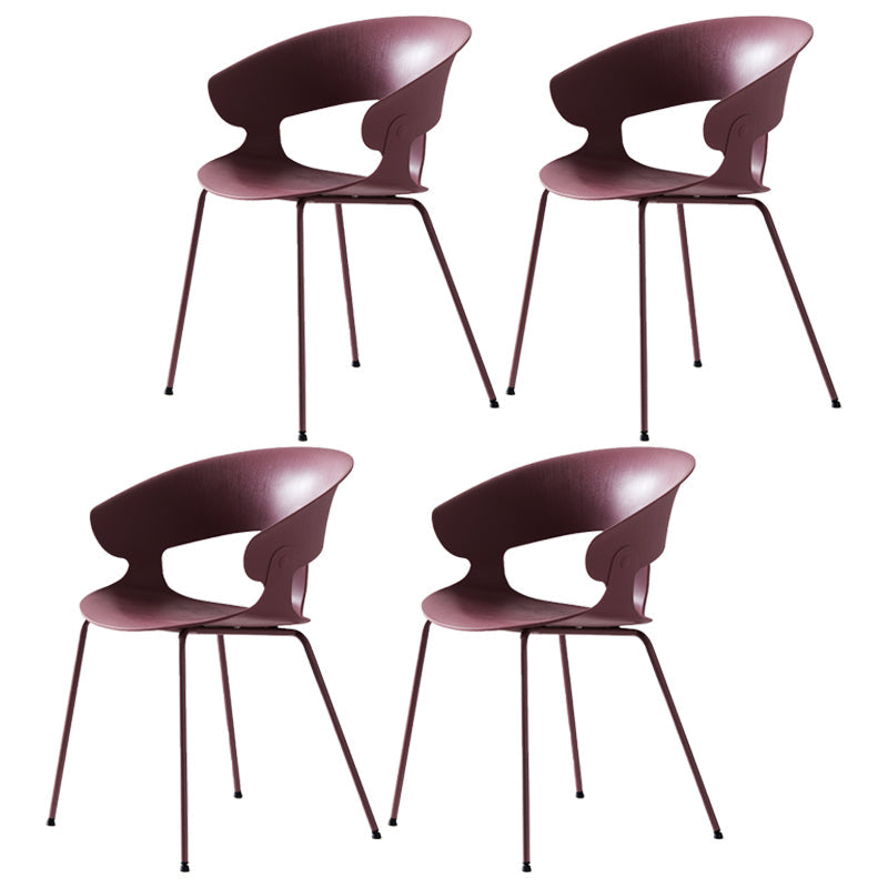 Industrial Metal Dining Room Armchair Plastic Dining Room Chairs for Restaurant Use Purple 4 Piece Set Clearhalo ' kitchen&dining_furn' 'Dining Chairs' 'Dining Tables & Seating' 'dining_chair' 'furn' 'furn_dining_chair' 'Furniture' 'furniture_dining_chair' 'Kitchen & Dining Furniture' 'kitchen' 4207314