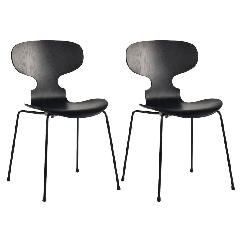 Contemporary Home Side Chair Solid Back Metal Upholstered Dining Room Chair Black 2 Piece Set Clearhalo ' kitchen&dining_furn' 'Dining Chairs' 'Dining Tables & Seating' 'dining_chair' 'furn' 'furn_dining_chair' 'Furniture' 'furniture_dining_chair' 'Kitchen & Dining Furniture' 'kitchen' 4207336