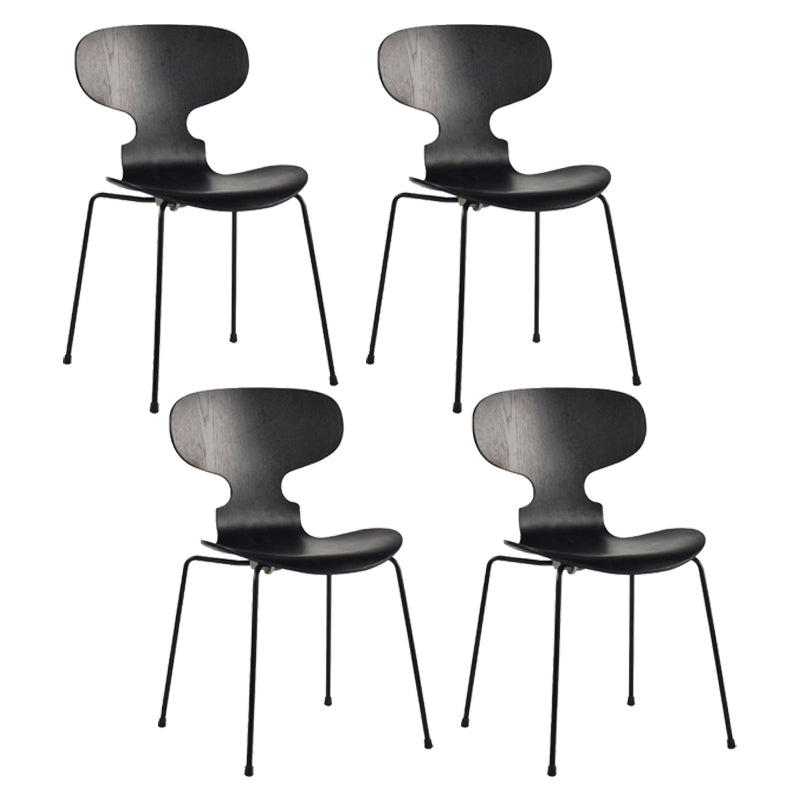 Contemporary Home Side Chair Solid Back Metal Upholstered Dining Room Chair Black 4 Piece Set Clearhalo ' kitchen&dining_furn' 'Dining Chairs' 'Dining Tables & Seating' 'dining_chair' 'furn' 'furn_dining_chair' 'Furniture' 'furniture_dining_chair' 'Kitchen & Dining Furniture' 'kitchen' 4207337