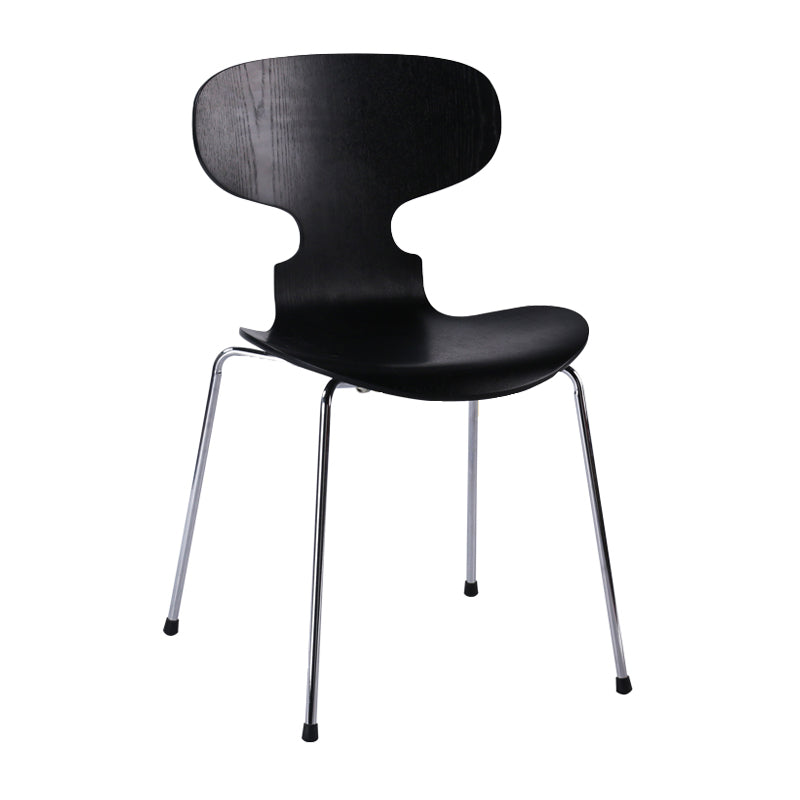 Contemporary Home Side Chair Solid Back Metal Upholstered Dining Room Chair Matte Black 1 Piece Clearhalo ' kitchen&dining_furn' 'Dining Chairs' 'Dining Tables & Seating' 'dining_chair' 'furn' 'furn_dining_chair' 'Furniture' 'furniture_dining_chair' 'Kitchen & Dining Furniture' 'kitchen' 4207340
