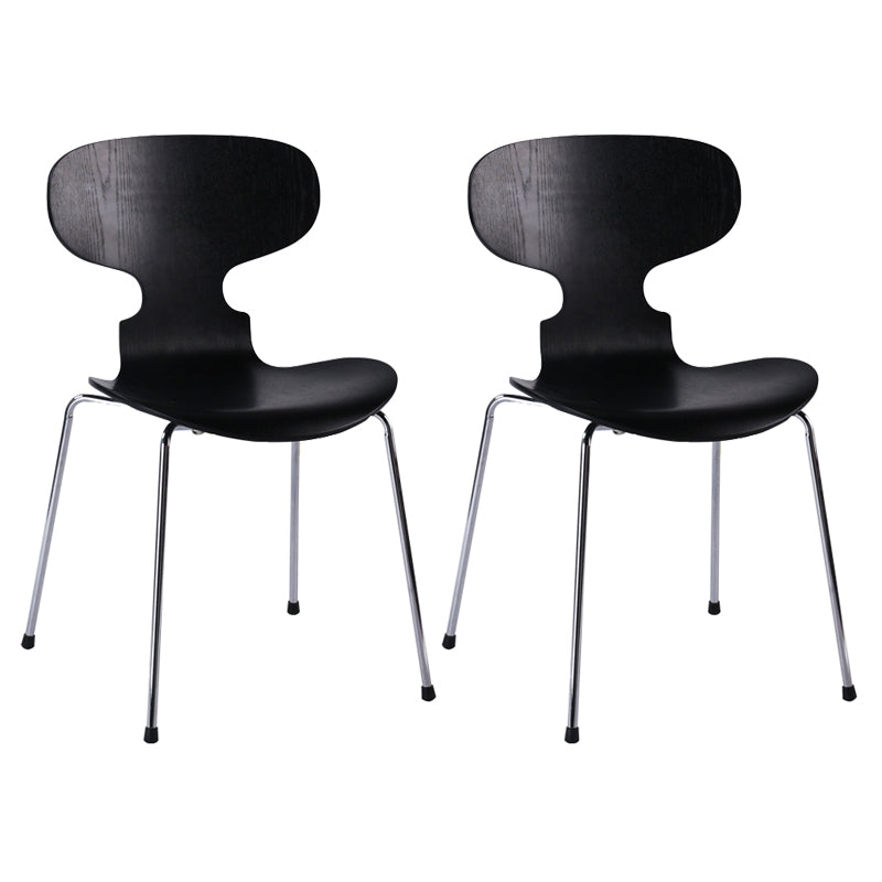 Contemporary Home Side Chair Solid Back Metal Upholstered Dining Room Chair Matte Black 2 Piece Set Clearhalo ' kitchen&dining_furn' 'Dining Chairs' 'Dining Tables & Seating' 'dining_chair' 'furn' 'furn_dining_chair' 'Furniture' 'furniture_dining_chair' 'Kitchen & Dining Furniture' 'kitchen' 4207342