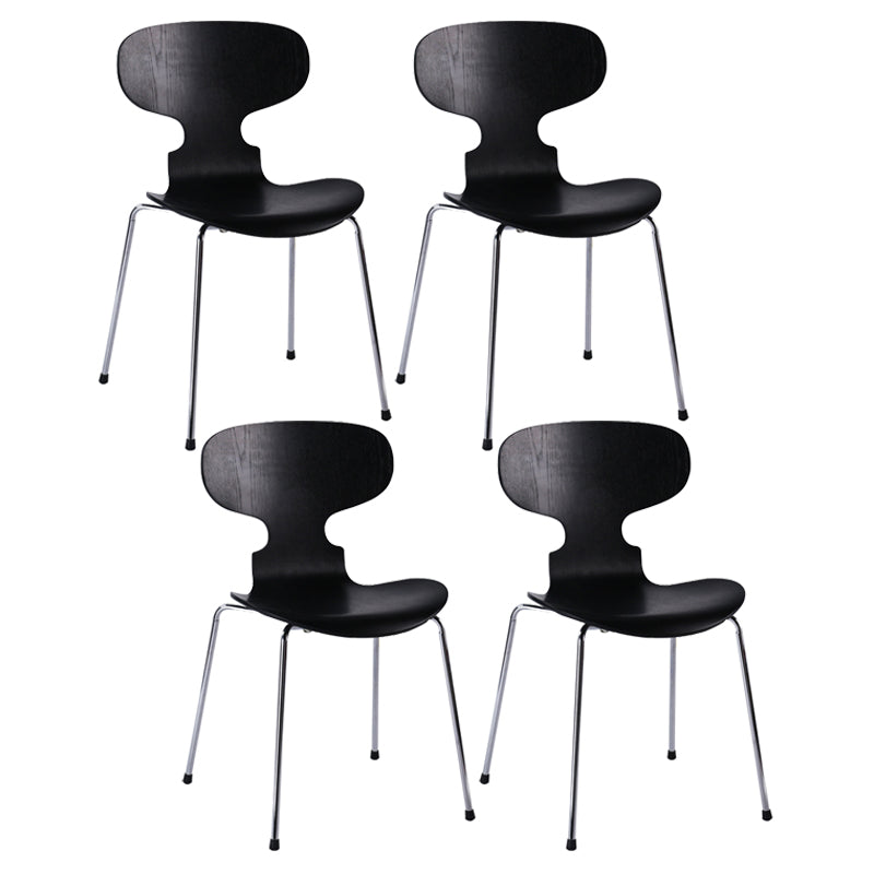 Contemporary Home Side Chair Solid Back Metal Upholstered Dining Room Chair Matte Black 4 Piece Set Clearhalo ' kitchen&dining_furn' 'Dining Chairs' 'Dining Tables & Seating' 'dining_chair' 'furn' 'furn_dining_chair' 'Furniture' 'furniture_dining_chair' 'Kitchen & Dining Furniture' 'kitchen' 4207344