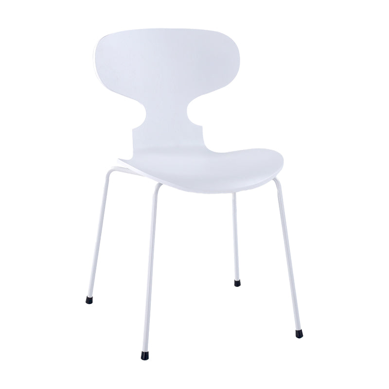Contemporary Home Side Chair Solid Back Metal Upholstered Dining Room Chair White 1 Piece Clearhalo ' kitchen&dining_furn' 'Dining Chairs' 'Dining Tables & Seating' 'dining_chair' 'furn' 'furn_dining_chair' 'Furniture' 'furniture_dining_chair' 'Kitchen & Dining Furniture' 'kitchen' 4207346