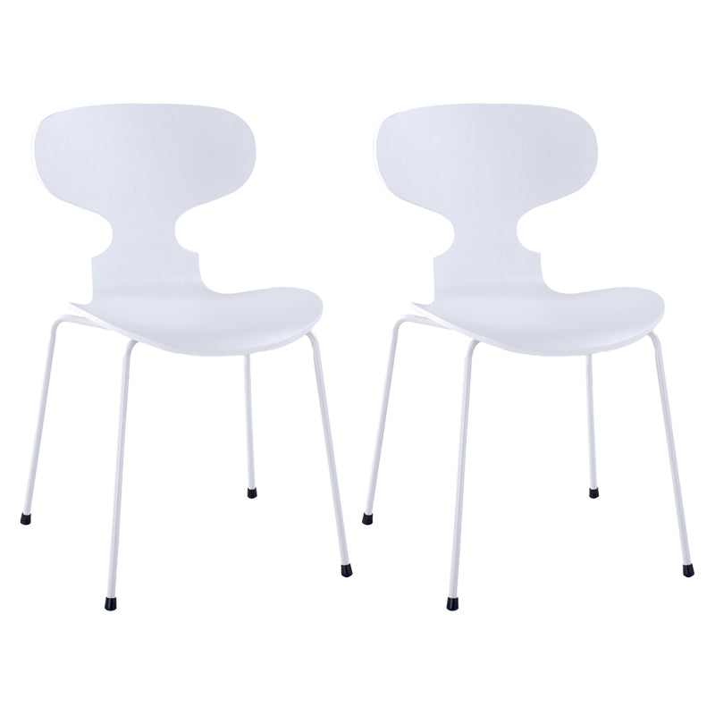 Contemporary Home Side Chair Solid Back Metal Upholstered Dining Room Chair White 2 Piece Set Clearhalo ' kitchen&dining_furn' 'Dining Chairs' 'Dining Tables & Seating' 'dining_chair' 'furn' 'furn_dining_chair' 'Furniture' 'furniture_dining_chair' 'Kitchen & Dining Furniture' 'kitchen' 4207348