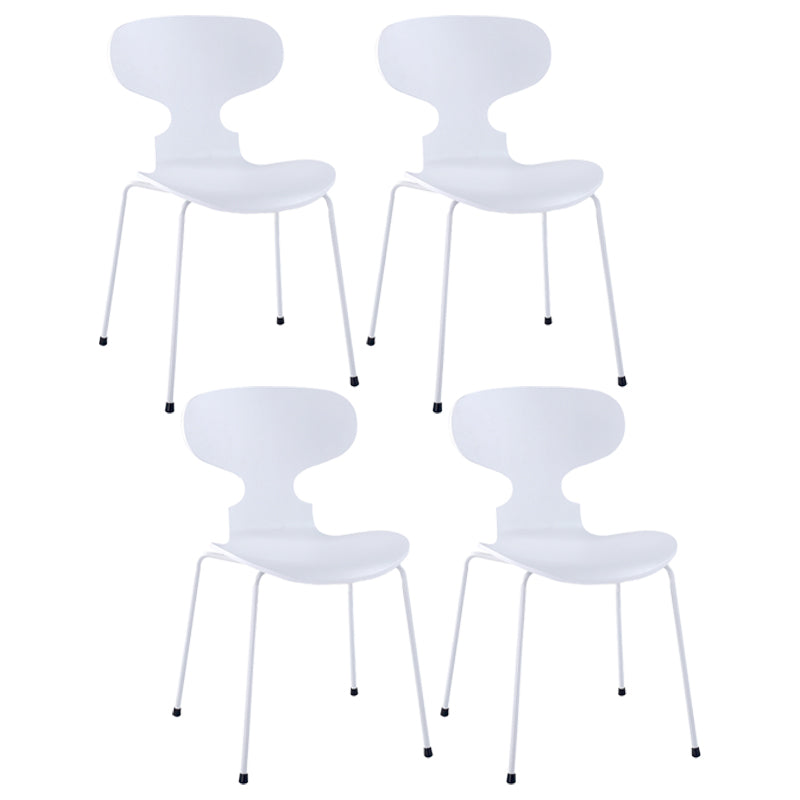 Contemporary Home Side Chair Solid Back Metal Upholstered Dining Room Chair White 4 Piece Set Clearhalo ' kitchen&dining_furn' 'Dining Chairs' 'Dining Tables & Seating' 'dining_chair' 'furn' 'furn_dining_chair' 'Furniture' 'furniture_dining_chair' 'Kitchen & Dining Furniture' 'kitchen' 4207350