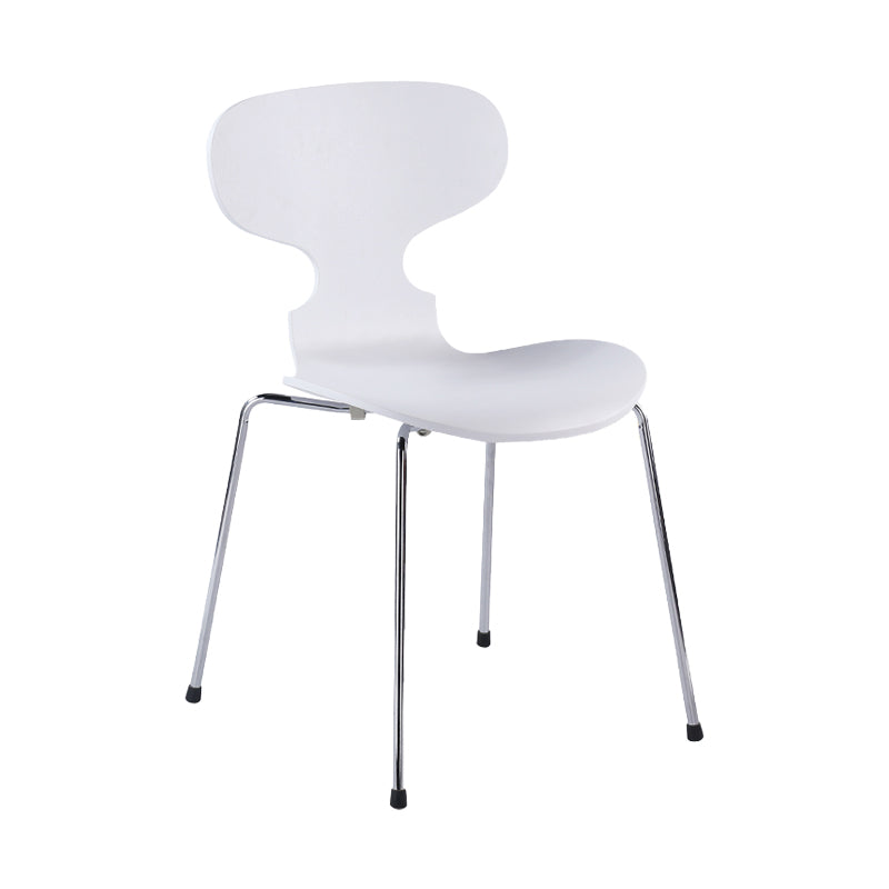 Contemporary Home Side Chair Solid Back Metal Upholstered Dining Room Chair Gloss White 1 Piece Clearhalo ' kitchen&dining_furn' 'Dining Chairs' 'Dining Tables & Seating' 'dining_chair' 'furn' 'furn_dining_chair' 'Furniture' 'furniture_dining_chair' 'Kitchen & Dining Furniture' 'kitchen' 4207354