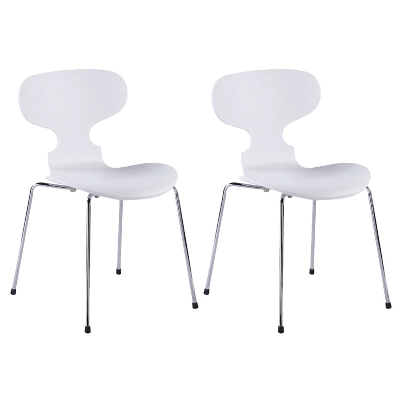 Contemporary Home Side Chair Solid Back Metal Upholstered Dining Room Chair Gloss White 2 Piece Set Clearhalo ' kitchen&dining_furn' 'Dining Chairs' 'Dining Tables & Seating' 'dining_chair' 'furn' 'furn_dining_chair' 'Furniture' 'furniture_dining_chair' 'Kitchen & Dining Furniture' 'kitchen' 4207355
