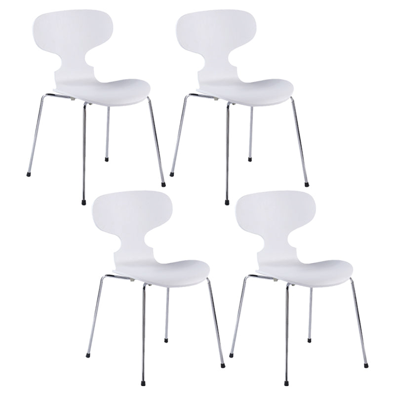 Contemporary Home Side Chair Solid Back Metal Upholstered Dining Room Chair Gloss White 4 Piece Set Clearhalo ' kitchen&dining_furn' 'Dining Chairs' 'Dining Tables & Seating' 'dining_chair' 'furn' 'furn_dining_chair' 'Furniture' 'furniture_dining_chair' 'Kitchen & Dining Furniture' 'kitchen' 4207356