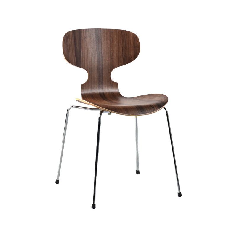 Contemporary Home Side Chair Solid Back Metal Upholstered Dining Room Chair Dark Wood 1 Piece Clearhalo ' kitchen&dining_furn' 'Dining Chairs' 'Dining Tables & Seating' 'dining_chair' 'furn' 'furn_dining_chair' 'Furniture' 'furniture_dining_chair' 'Kitchen & Dining Furniture' 'kitchen' 4207357