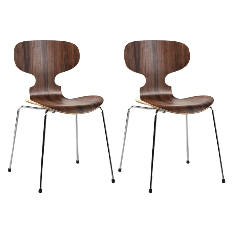 Contemporary Home Side Chair Solid Back Metal Upholstered Dining Room Chair Dark Wood 2 Piece Set Clearhalo ' kitchen&dining_furn' 'Dining Chairs' 'Dining Tables & Seating' 'dining_chair' 'furn' 'furn_dining_chair' 'Furniture' 'furniture_dining_chair' 'Kitchen & Dining Furniture' 'kitchen' 4207358