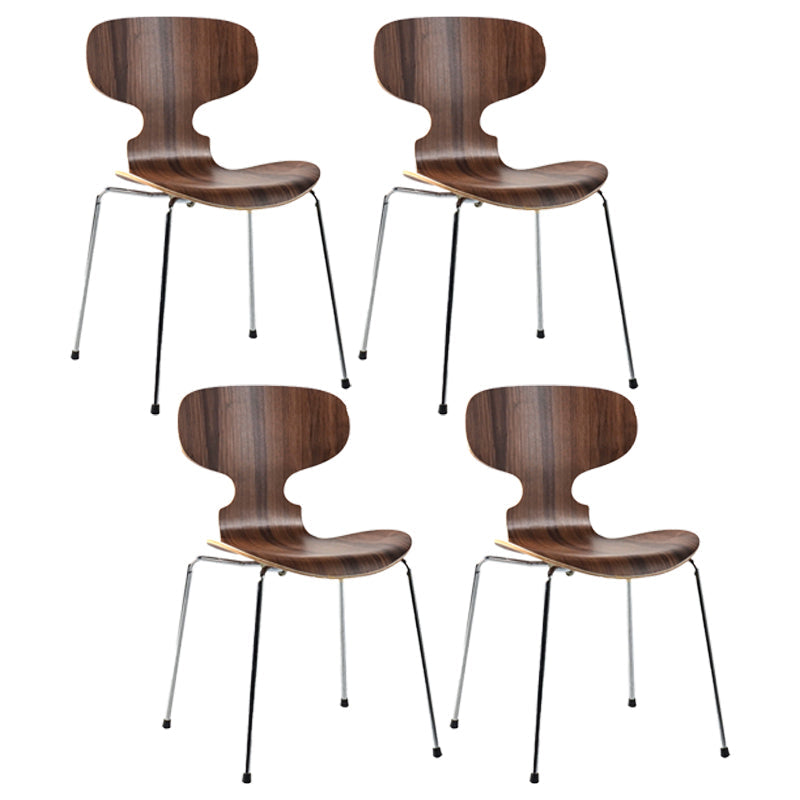 Contemporary Home Side Chair Solid Back Metal Upholstered Dining Room Chair Dark Wood 4 Piece Set Clearhalo ' kitchen&dining_furn' 'Dining Chairs' 'Dining Tables & Seating' 'dining_chair' 'furn' 'furn_dining_chair' 'Furniture' 'furniture_dining_chair' 'Kitchen & Dining Furniture' 'kitchen' 4207359