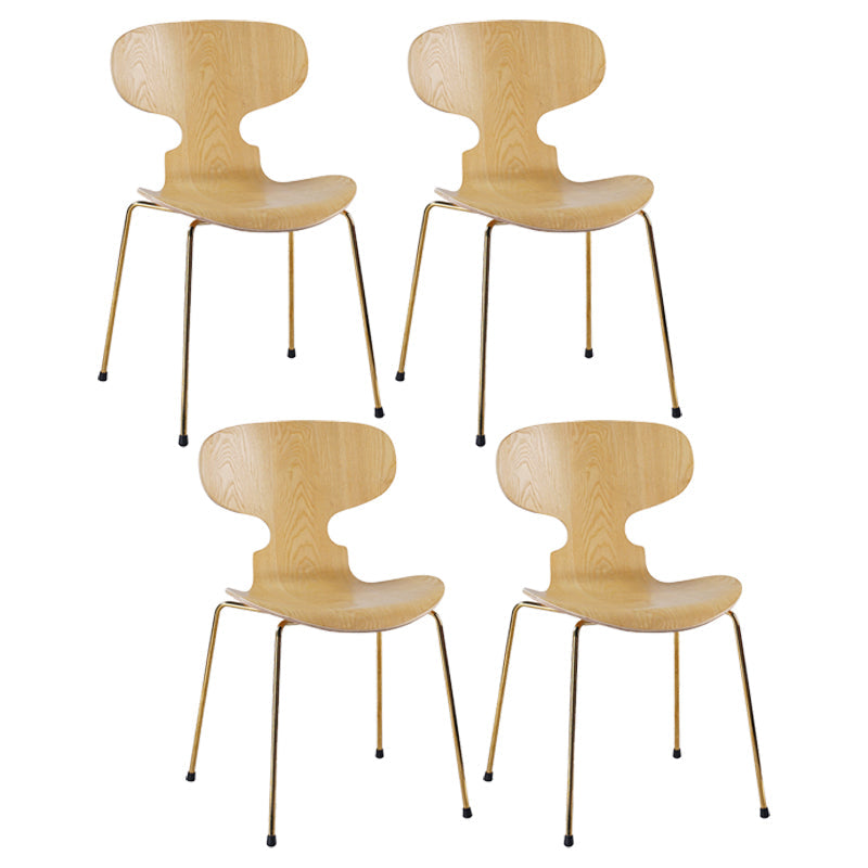 Contemporary Home Side Chair Solid Back Metal Upholstered Dining Room Chair Natural 4 Piece Set Clearhalo ' kitchen&dining_furn' 'Dining Chairs' 'Dining Tables & Seating' 'dining_chair' 'furn' 'furn_dining_chair' 'Furniture' 'furniture_dining_chair' 'Kitchen & Dining Furniture' 'kitchen' 4207362