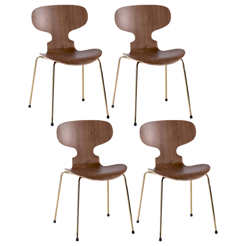 Contemporary Home Side Chair Solid Back Metal Upholstered Dining Room Chair Walnut 4 Piece Set Clearhalo ' kitchen&dining_furn' 'Dining Chairs' 'Dining Tables & Seating' 'dining_chair' 'furn' 'furn_dining_chair' 'Furniture' 'furniture_dining_chair' 'Kitchen & Dining Furniture' 'kitchen' 4207365