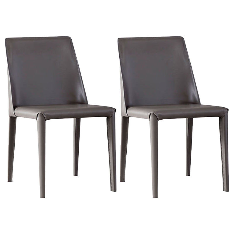 Modern Style Home Side Chair Solid Back Metal Upholstered Dining Room Chair Grey 2 Piece Set Clearhalo ' kitchen&dining_furn' 'Dining Chairs' 'Dining Tables & Seating' 'dining_chair' 'furn' 'furn_dining_chair' 'Furniture' 'furniture_dining_chair' 'Kitchen & Dining Furniture' 'kitchen' 4207368