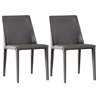 Modern Style Home Side Chair Solid Back Metal Upholstered Dining Room Chair Grey 2 Piece Set Clearhalo ' kitchen&dining_furn' 'Dining Chairs' 'Dining Tables & Seating' 'dining_chair' 'furn' 'furn_dining_chair' 'Furniture' 'furniture_dining_chair' 'Kitchen & Dining Furniture' 'kitchen' 4207368