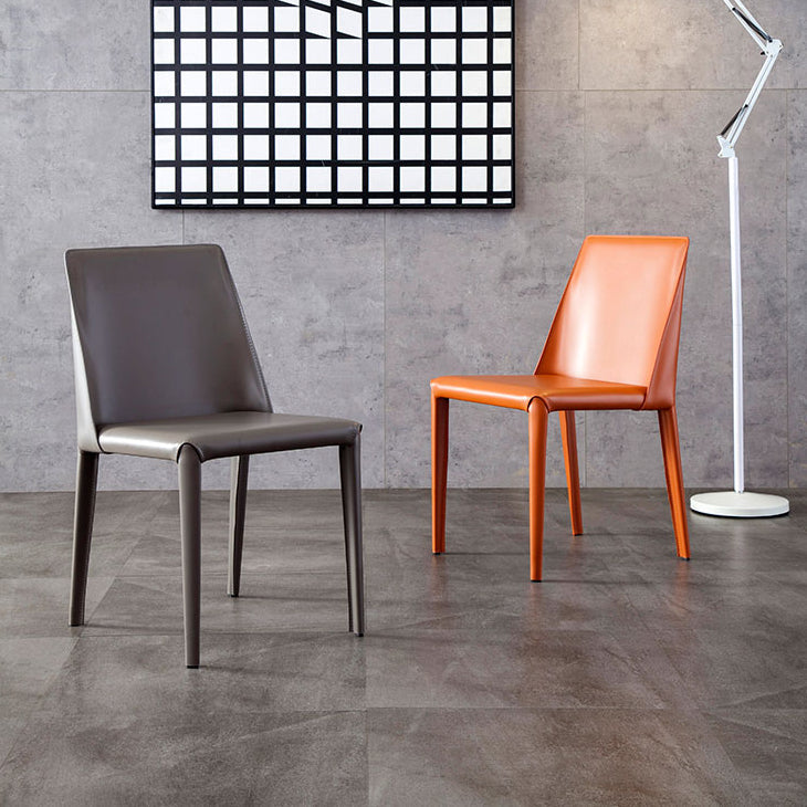 Modern Style Home Side Chair Solid Back Metal Upholstered Dining Room Chair Clearhalo ' kitchen&dining_furn' 'Dining Chairs' 'Dining Tables & Seating' 'dining_chair' 'furn' 'furn_dining_chair' 'Furniture' 'furniture_dining_chair' 'Kitchen & Dining Furniture' 'kitchen' 4207370