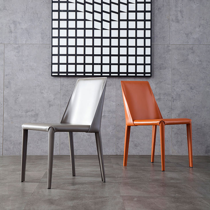 Modern Style Home Side Chair Solid Back Metal Upholstered Dining Room Chair Clearhalo ' kitchen&dining_furn' 'Dining Chairs' 'Dining Tables & Seating' 'dining_chair' 'furn' 'furn_dining_chair' 'Furniture' 'furniture_dining_chair' 'Kitchen & Dining Furniture' 'kitchen' 4207371