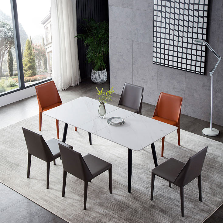 Modern Style Home Side Chair Solid Back Metal Upholstered Dining Room Chair Clearhalo ' kitchen&dining_furn' 'Dining Chairs' 'Dining Tables & Seating' 'dining_chair' 'furn' 'furn_dining_chair' 'Furniture' 'furniture_dining_chair' 'Kitchen & Dining Furniture' 'kitchen' 4207372