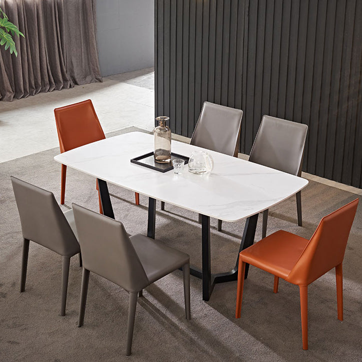 Modern Style Home Side Chair Solid Back Metal Upholstered Dining Room Chair Clearhalo ' kitchen&dining_furn' 'Dining Chairs' 'Dining Tables & Seating' 'dining_chair' 'furn' 'furn_dining_chair' 'Furniture' 'furniture_dining_chair' 'Kitchen & Dining Furniture' 'kitchen' 4207377