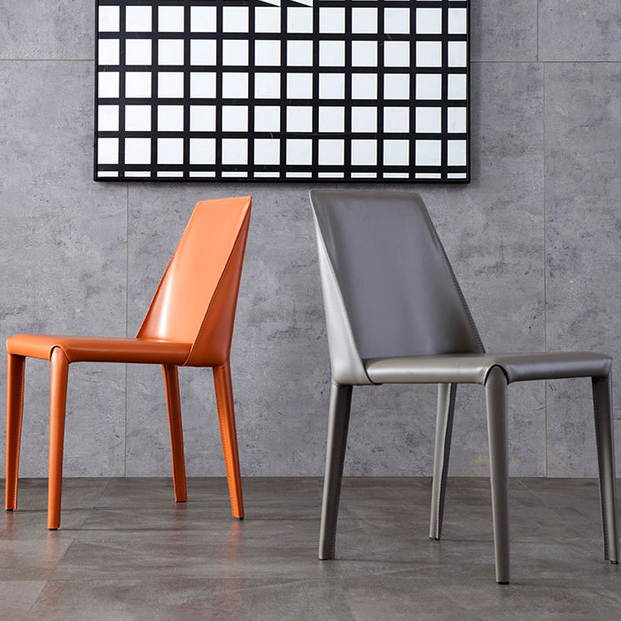 Modern Style Home Side Chair Solid Back Metal Upholstered Dining Room Chair Clearhalo ' kitchen&dining_furn' 'Dining Chairs' 'Dining Tables & Seating' 'dining_chair' 'furn' 'furn_dining_chair' 'Furniture' 'furniture_dining_chair' 'Kitchen & Dining Furniture' 'kitchen' 4207378