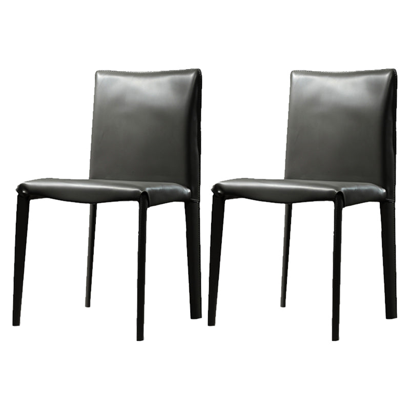 Leather Armless Dining Chairs Home Upholstered Side Chairs with Metal Legs Black 2 Piece Set Clearhalo ' kitchen&dining_furn' 'Dining Chairs' 'Dining Tables & Seating' 'dining_chair' 'furn' 'furn_dining_chair' 'Furniture' 'furniture_dining_chair' 'Kitchen & Dining Furniture' 'kitchen' 4207382