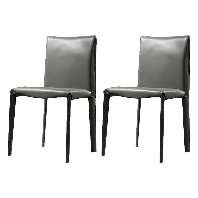 Leather Armless Dining Chairs Home Upholstered Side Chairs with Metal Legs Dark Gray 2 Piece Set Clearhalo ' kitchen&dining_furn' 'Dining Chairs' 'Dining Tables & Seating' 'dining_chair' 'furn' 'furn_dining_chair' 'Furniture' 'furniture_dining_chair' 'Kitchen & Dining Furniture' 'kitchen' 4207385