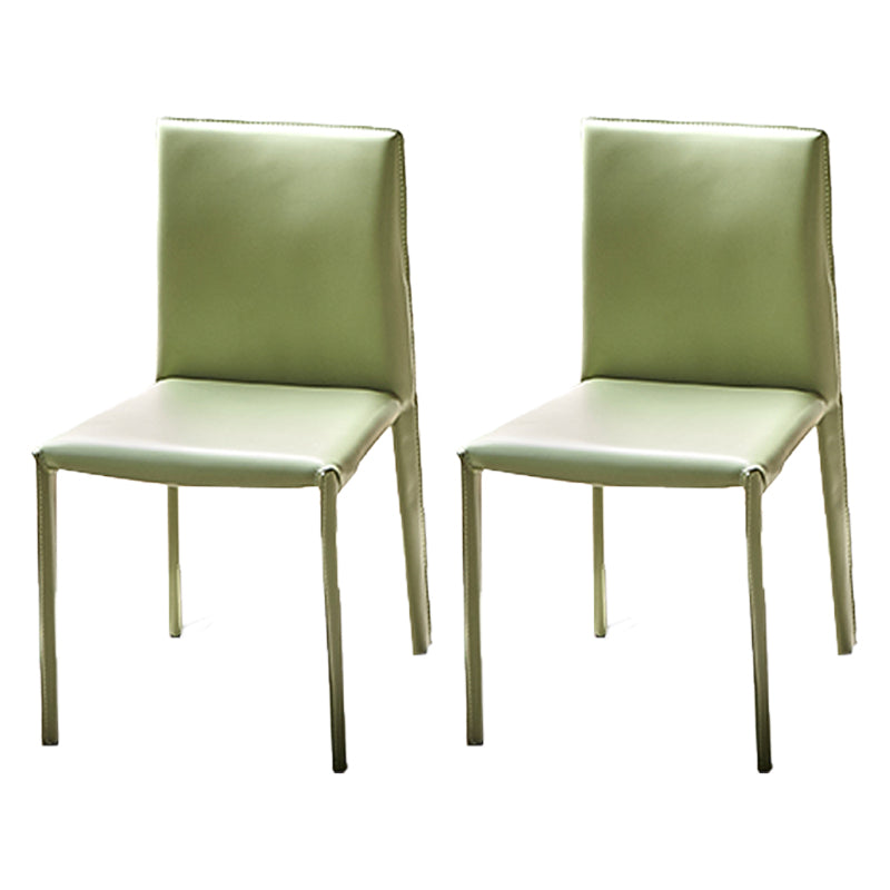 Leather Armless Dining Chairs Home Upholstered Side Chairs with Metal Legs Green 2 Piece Set Clearhalo ' kitchen&dining_furn' 'Dining Chairs' 'Dining Tables & Seating' 'dining_chair' 'furn' 'furn_dining_chair' 'Furniture' 'furniture_dining_chair' 'Kitchen & Dining Furniture' 'kitchen' 4207391