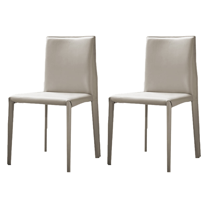 Leather Armless Dining Chairs Home Upholstered Side Chairs with Metal Legs Cream Gray 2 Piece Set Clearhalo ' kitchen&dining_furn' 'Dining Chairs' 'Dining Tables & Seating' 'dining_chair' 'furn' 'furn_dining_chair' 'Furniture' 'furniture_dining_chair' 'Kitchen & Dining Furniture' 'kitchen' 4207394