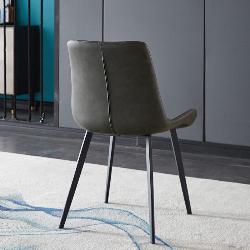 Modern Home Leather Side Chair Solid Back Dining Chair with Metal Legs Clearhalo ' kitchen&dining_furn' 'Dining Chairs' 'Dining Tables & Seating' 'dining_chair' 'furn' 'furn_dining_chair' 'Furniture' 'furniture_dining_chair' 'Kitchen & Dining Furniture' 'kitchen' 4207461