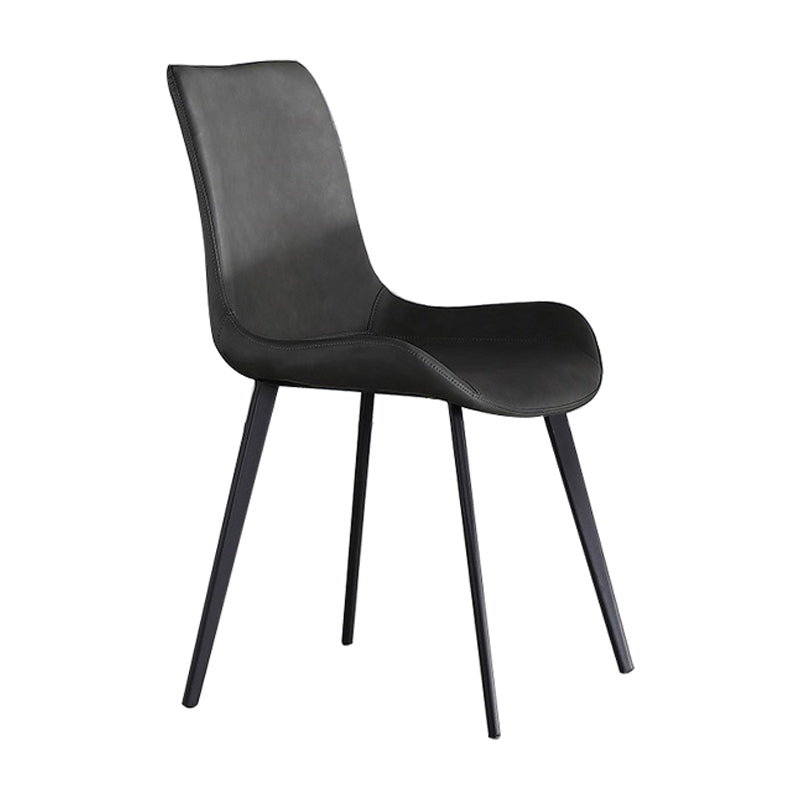 Modern Home Leather Side Chair Solid Back Dining Chair with Metal Legs Clearhalo ' kitchen&dining_furn' 'Dining Chairs' 'Dining Tables & Seating' 'dining_chair' 'furn' 'furn_dining_chair' 'Furniture' 'furniture_dining_chair' 'Kitchen & Dining Furniture' 'kitchen' 4207462