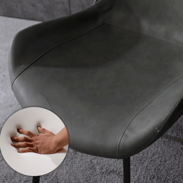 Modern Home Leather Side Chair Solid Back Dining Chair with Metal Legs Clearhalo ' kitchen&dining_furn' 'Dining Chairs' 'Dining Tables & Seating' 'dining_chair' 'furn' 'furn_dining_chair' 'Furniture' 'furniture_dining_chair' 'Kitchen & Dining Furniture' 'kitchen' 4207465