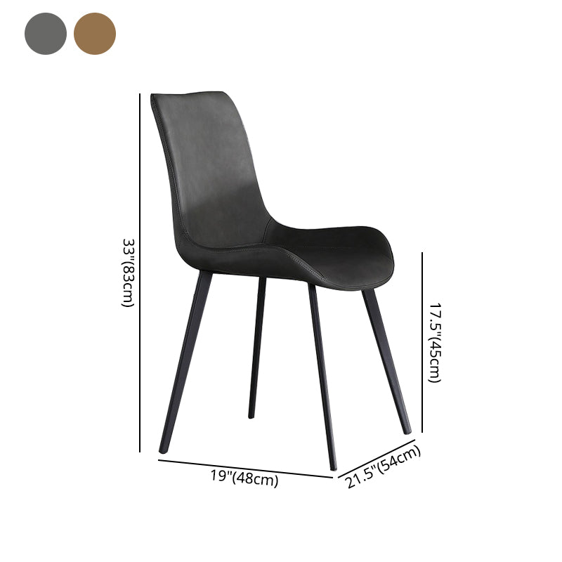 Modern Home Leather Side Chair Solid Back Dining Chair with Metal Legs Clearhalo ' kitchen&dining_furn' 'Dining Chairs' 'Dining Tables & Seating' 'dining_chair' 'furn' 'furn_dining_chair' 'Furniture' 'furniture_dining_chair' 'Kitchen & Dining Furniture' 'kitchen' 4207467