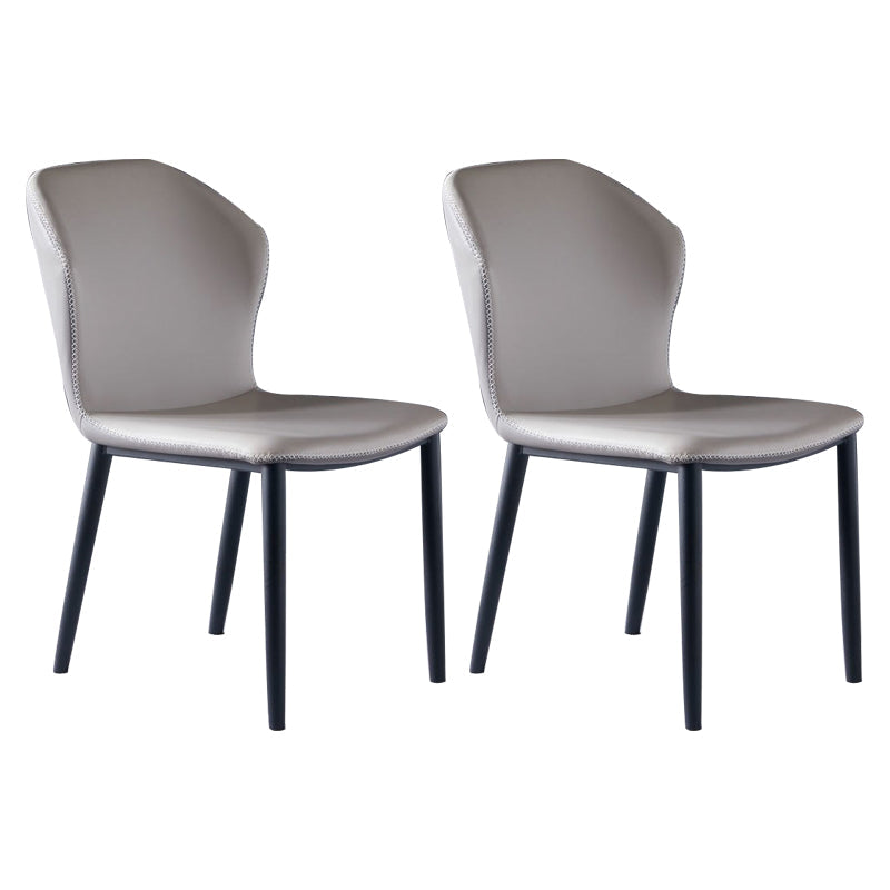 Modern Leather Restaurant Side Chair Matte Finish Wingback Dining Chair Grey 2 Piece Set Clearhalo ' kitchen&dining_furn' 'Dining Chairs' 'Dining Tables & Seating' 'dining_chair' 'furn' 'furn_dining_chair' 'Furniture' 'furniture_dining_chair' 'Kitchen & Dining Furniture' 'kitchen' 4207469