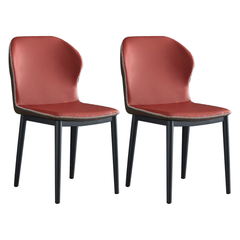 Modern Leather Restaurant Side Chair Matte Finish Wingback Dining Chair Red Brown 2 Piece Set Clearhalo ' kitchen&dining_furn' 'Dining Chairs' 'Dining Tables & Seating' 'dining_chair' 'furn' 'furn_dining_chair' 'Furniture' 'furniture_dining_chair' 'Kitchen & Dining Furniture' 'kitchen' 4207477