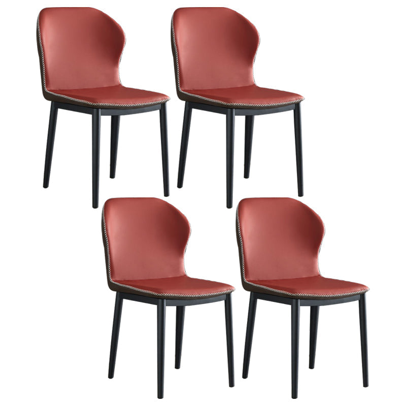 Modern Leather Restaurant Side Chair Matte Finish Wingback Dining Chair Red Brown 4 Piece Set Clearhalo ' kitchen&dining_furn' 'Dining Chairs' 'Dining Tables & Seating' 'dining_chair' 'furn' 'furn_dining_chair' 'Furniture' 'furniture_dining_chair' 'Kitchen & Dining Furniture' 'kitchen' 4207478