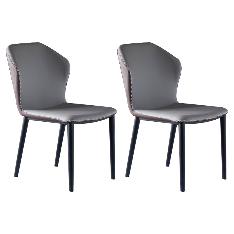 Modern Leather Restaurant Side Chair Matte Finish Wingback Dining Chair Gray Coffee 2 Piece Set Clearhalo ' kitchen&dining_furn' 'Dining Chairs' 'Dining Tables & Seating' 'dining_chair' 'furn' 'furn_dining_chair' 'Furniture' 'furniture_dining_chair' 'Kitchen & Dining Furniture' 'kitchen' 4207484