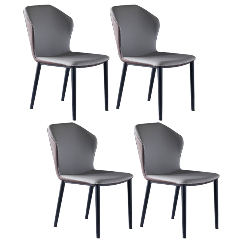 Modern Leather Restaurant Side Chair Matte Finish Wingback Dining Chair Gray Coffee 4 Piece Set Clearhalo ' kitchen&dining_furn' 'Dining Chairs' 'Dining Tables & Seating' 'dining_chair' 'furn' 'furn_dining_chair' 'Furniture' 'furniture_dining_chair' 'Kitchen & Dining Furniture' 'kitchen' 4207486
