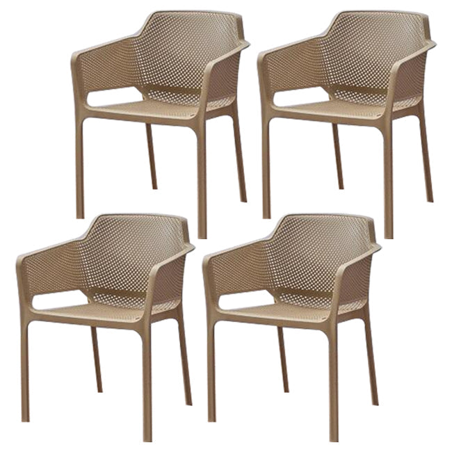 Scandinavian Plastic Dining Arm Chairs Stackable Indoor Dining Armchairs Grey 4 Piece Set Clearhalo ' kitchen&dining_furn' 'Dining Chairs' 'Dining Tables & Seating' 'dining_chair' 'furn' 'furn_dining_chair' 'Furniture' 'furniture_dining_chair' 'Kitchen & Dining Furniture' 'kitchen' 4207495