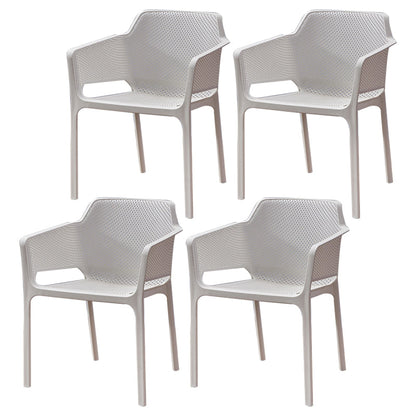 Scandinavian Plastic Dining Arm Chairs Stackable Indoor Dining Armchairs White 4 Piece Set Clearhalo ' kitchen&dining_furn' 'Dining Chairs' 'Dining Tables & Seating' 'dining_chair' 'furn' 'furn_dining_chair' 'Furniture' 'furniture_dining_chair' 'Kitchen & Dining Furniture' 'kitchen' 4207498