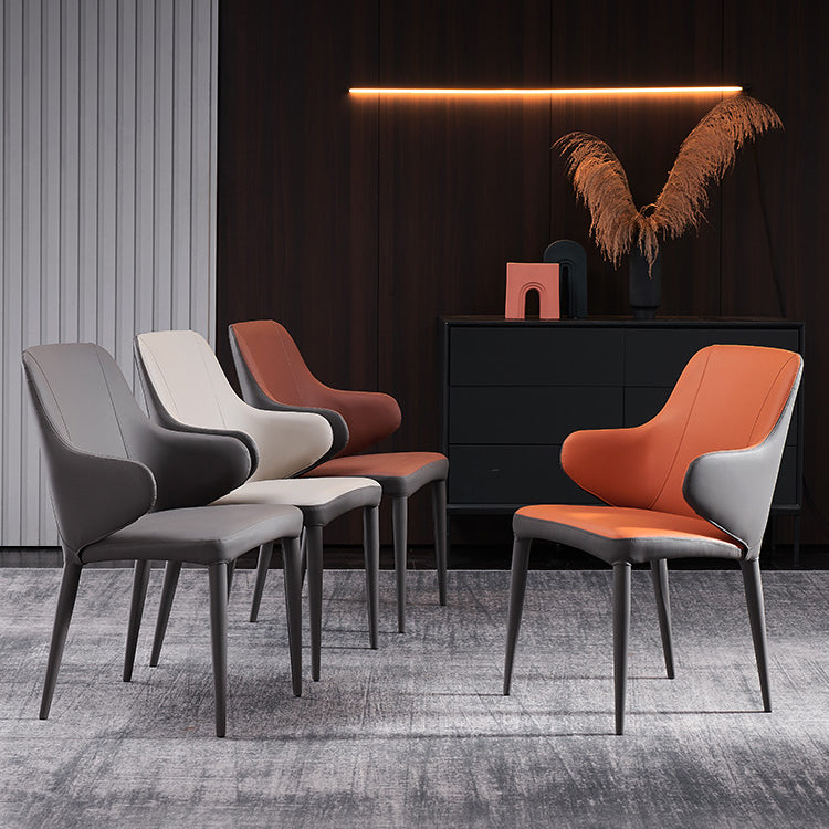 Contemporary Hotel Leather Arm Chair Matte Finish Solid Back Dining Chair Clearhalo ' kitchen&dining_furn' 'Dining Chairs' 'Dining Tables & Seating' 'dining_chair' 'furn' 'furn_dining_chair' 'Furniture' 'furniture_dining_chair' 'Kitchen & Dining Furniture' 'kitchen' 4207506