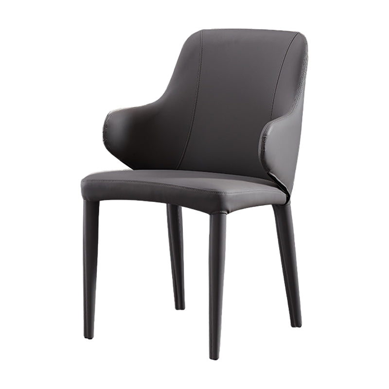 Contemporary Hotel Leather Arm Chair Matte Finish Solid Back Dining Chair Grey 1 Piece Clearhalo ' kitchen&dining_furn' 'Dining Chairs' 'Dining Tables & Seating' 'dining_chair' 'furn' 'furn_dining_chair' 'Furniture' 'furniture_dining_chair' 'Kitchen & Dining Furniture' 'kitchen' 4207507