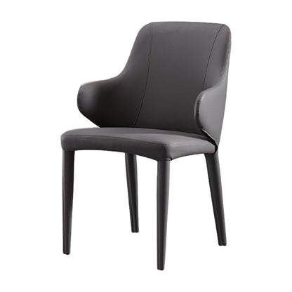 Contemporary Hotel Leather Arm Chair Matte Finish Solid Back Dining Chair Grey 1 Piece Clearhalo ' kitchen&dining_furn' 'Dining Chairs' 'Dining Tables & Seating' 'dining_chair' 'furn' 'furn_dining_chair' 'Furniture' 'furniture_dining_chair' 'Kitchen & Dining Furniture' 'kitchen' 4207507