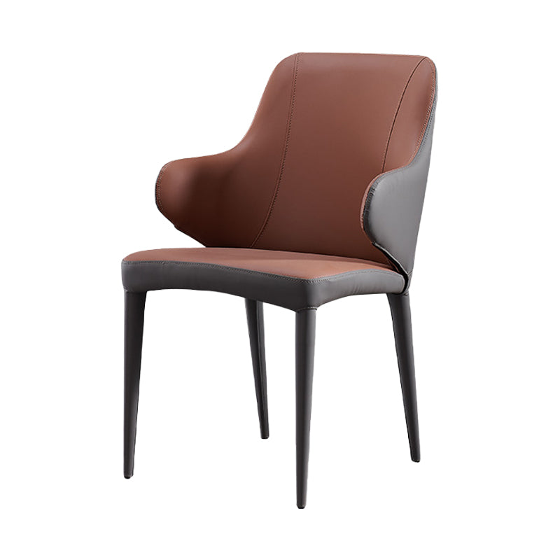 Contemporary Hotel Leather Arm Chair Matte Finish Solid Back Dining Chair Brown 1 Piece Clearhalo ' kitchen&dining_furn' 'Dining Chairs' 'Dining Tables & Seating' 'dining_chair' 'furn' 'furn_dining_chair' 'Furniture' 'furniture_dining_chair' 'Kitchen & Dining Furniture' 'kitchen' 4207508