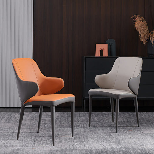 Contemporary Hotel Leather Arm Chair Matte Finish Solid Back Dining Chair Clearhalo ' kitchen&dining_furn' 'Dining Chairs' 'Dining Tables & Seating' 'dining_chair' 'furn' 'furn_dining_chair' 'Furniture' 'furniture_dining_chair' 'Kitchen & Dining Furniture' 'kitchen' 4207511