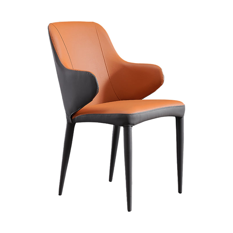 Contemporary Hotel Leather Arm Chair Matte Finish Solid Back Dining Chair Clearhalo ' kitchen&dining_furn' 'Dining Chairs' 'Dining Tables & Seating' 'dining_chair' 'furn' 'furn_dining_chair' 'Furniture' 'furniture_dining_chair' 'Kitchen & Dining Furniture' 'kitchen' 4207514